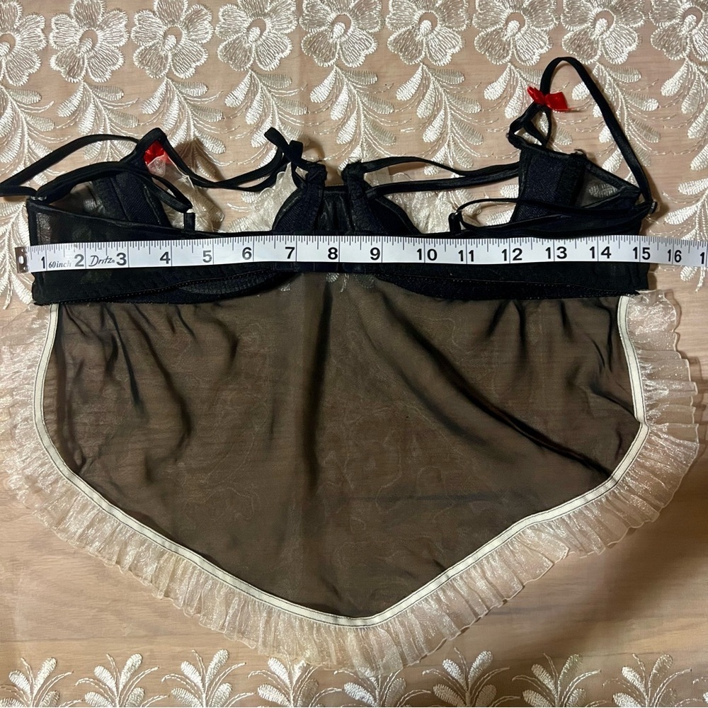 Fredrick's of Hollywood Black and White Sheer Lingerie Top -Size M -NW12 - Picture 8 of 8